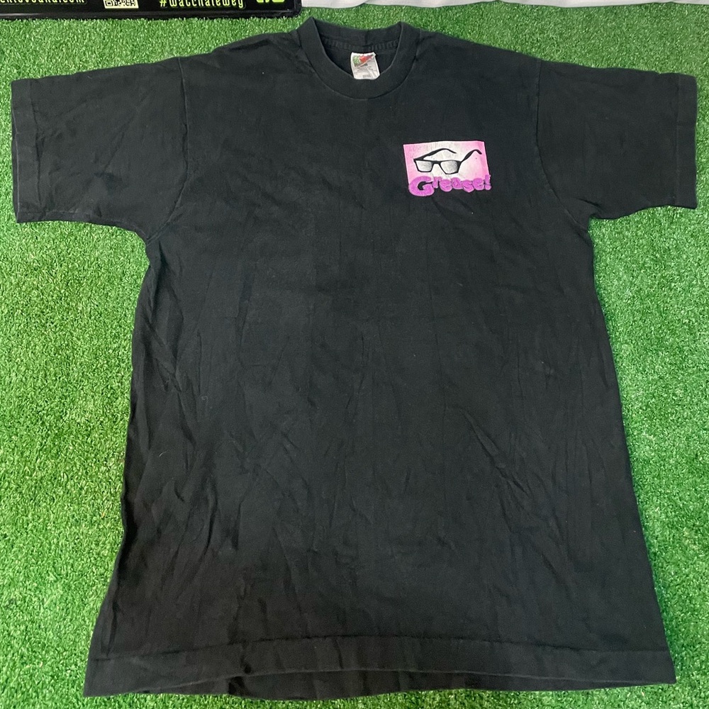 Vtg90s Grease Movie John Travolta Tee Mens Lrge Made In USA Black single stitch